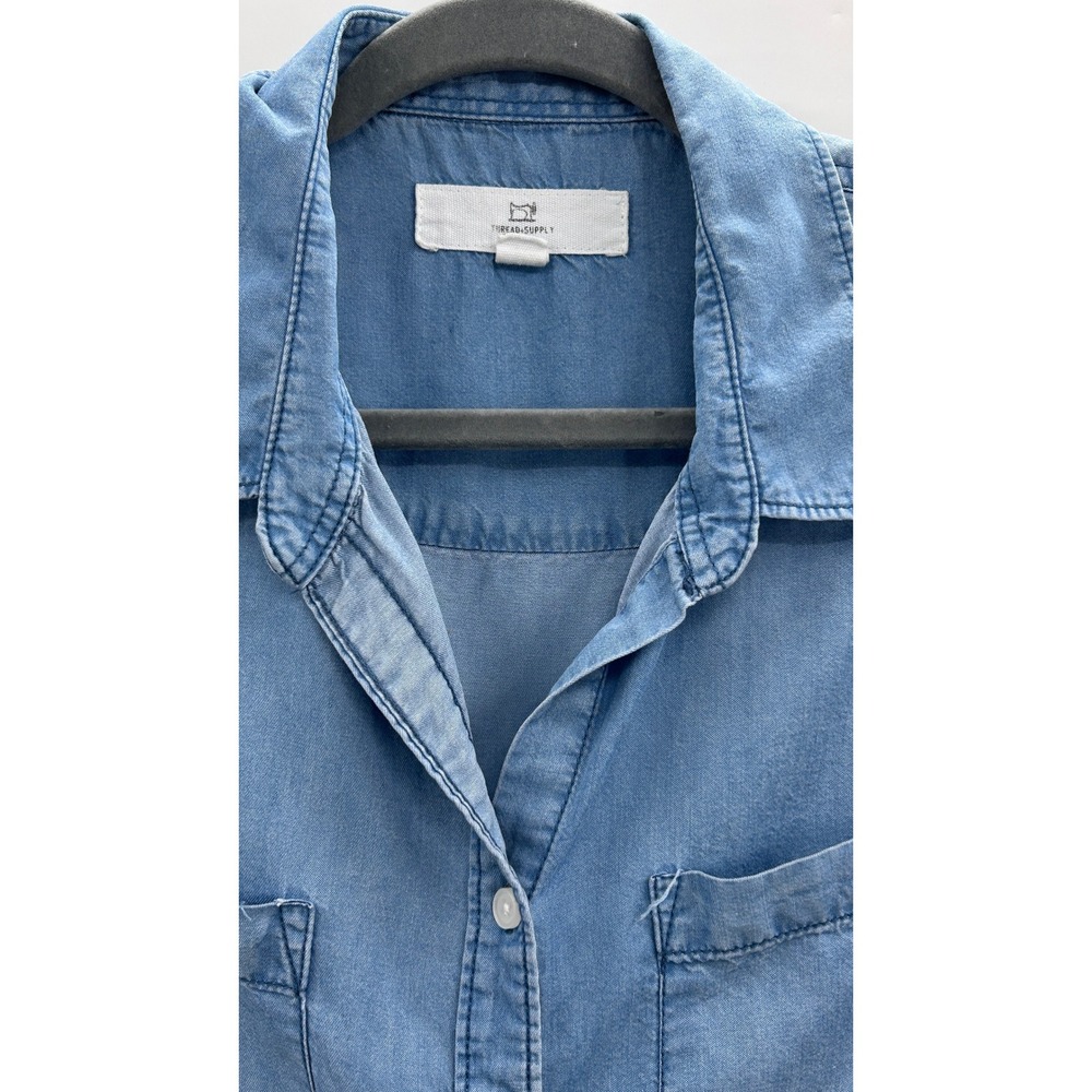 Thread & Supply Women Light Blue Tencel Lyocell Button Down Shirt Small TS-101 - Picture 3 of 8